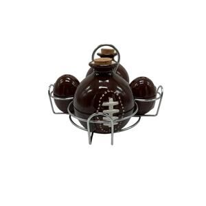 Coushatta Football Condiment Set with Carrier Salt & Pepper Oil & Vinegar